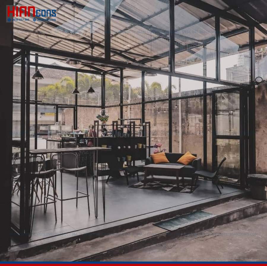 Thiết Kế Nhà Hàng Cafe Khung Thép