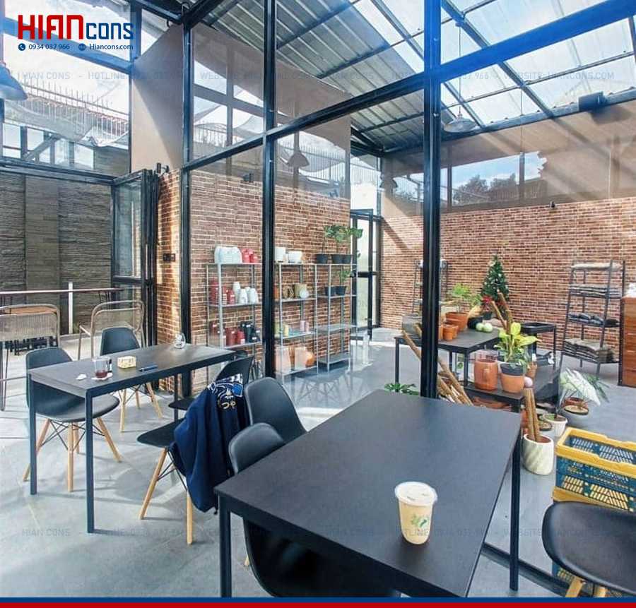 Thiết Kế Nhà Hàng Cafe Khung Thép