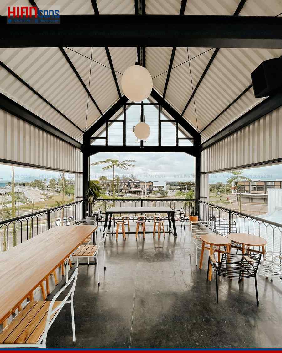 Mẫu Nhà Hàng Cafe Khung Thép Đẹp