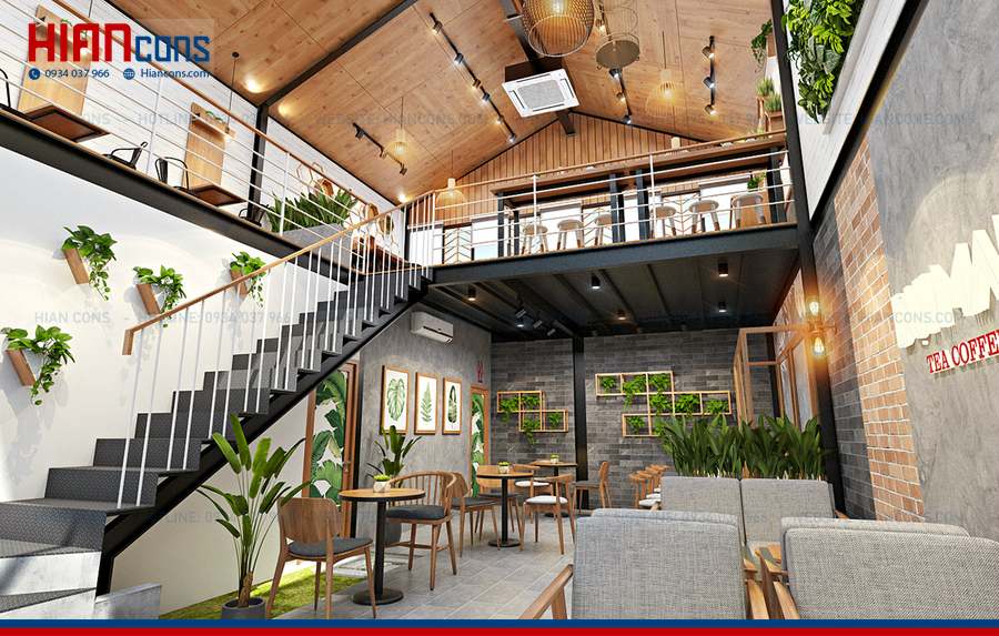 Nhà Hàng Cafe Khung Thép Hiện Đại