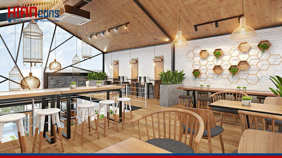 Nhà Hàng Cafe Khung Thép Hiện Đại