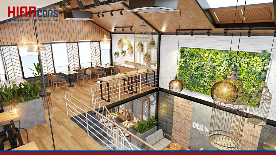 Nhà Hàng Cafe Khung Thép Hiện Đại