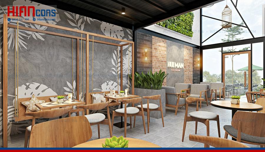 Nhà Hàng Cafe Khung Thép Hiện Đại