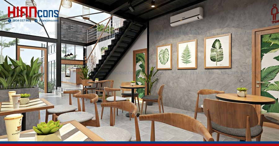 Nhà Hàng Cafe Khung Thép Hiện Đại
