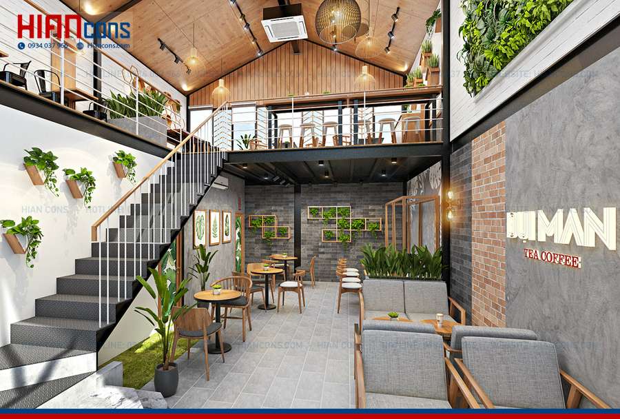 Nhà Hàng Cafe Khung Thép Hiện Đại