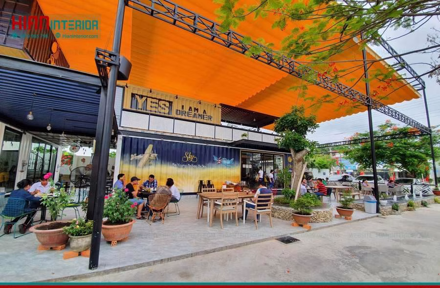 Quán Cafe Khung Thép Hiện Đại