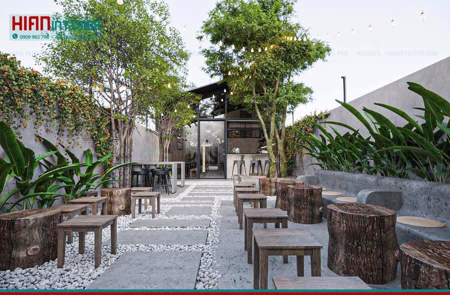 Quán Cafe Khung Thép Mái Che