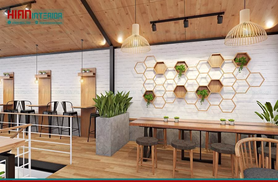 Quán Cafe Khung Thép Kết Hợp Gỗ