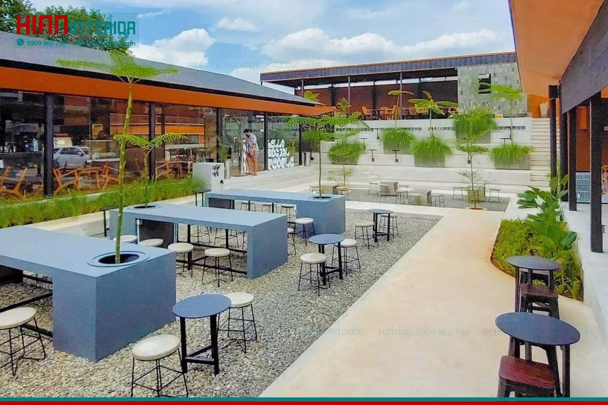 Thiết Kế Cafe Sân Vườn Phong Cách Mộc