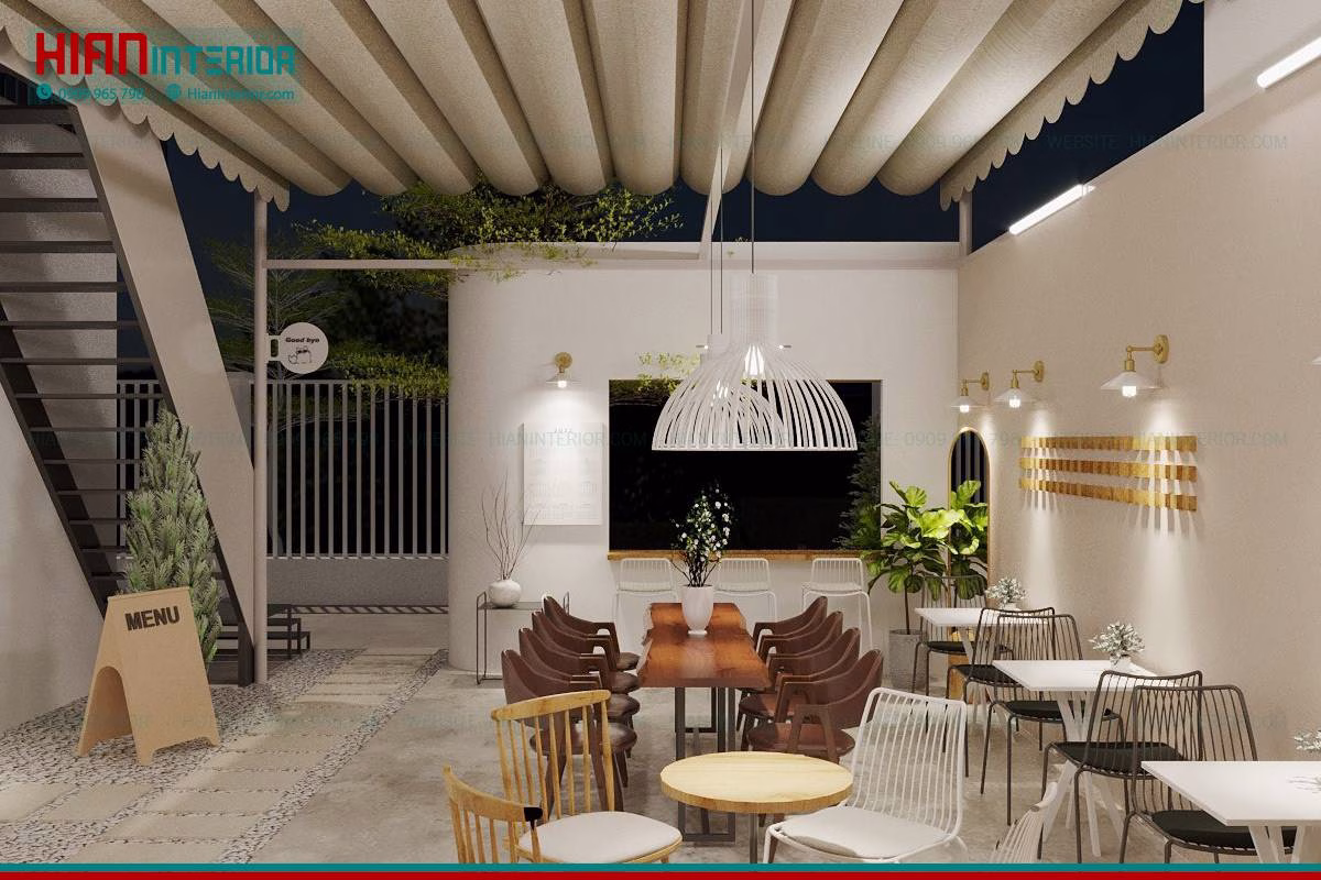 Mẫu Cafe Khung Thép Sân Vườn Hút Khách